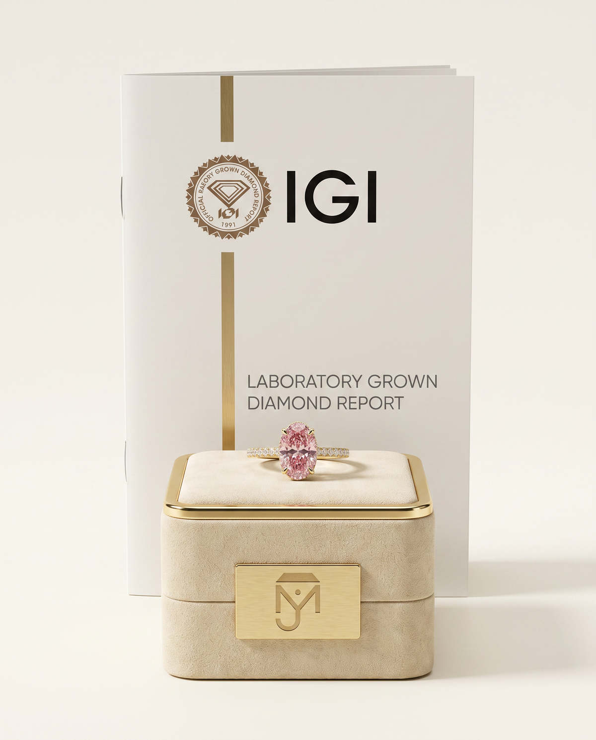 1 to 6 Carat Pink Lab Grown Diamond Engagement Ring – Oval Cut Hidden Halo | Isla