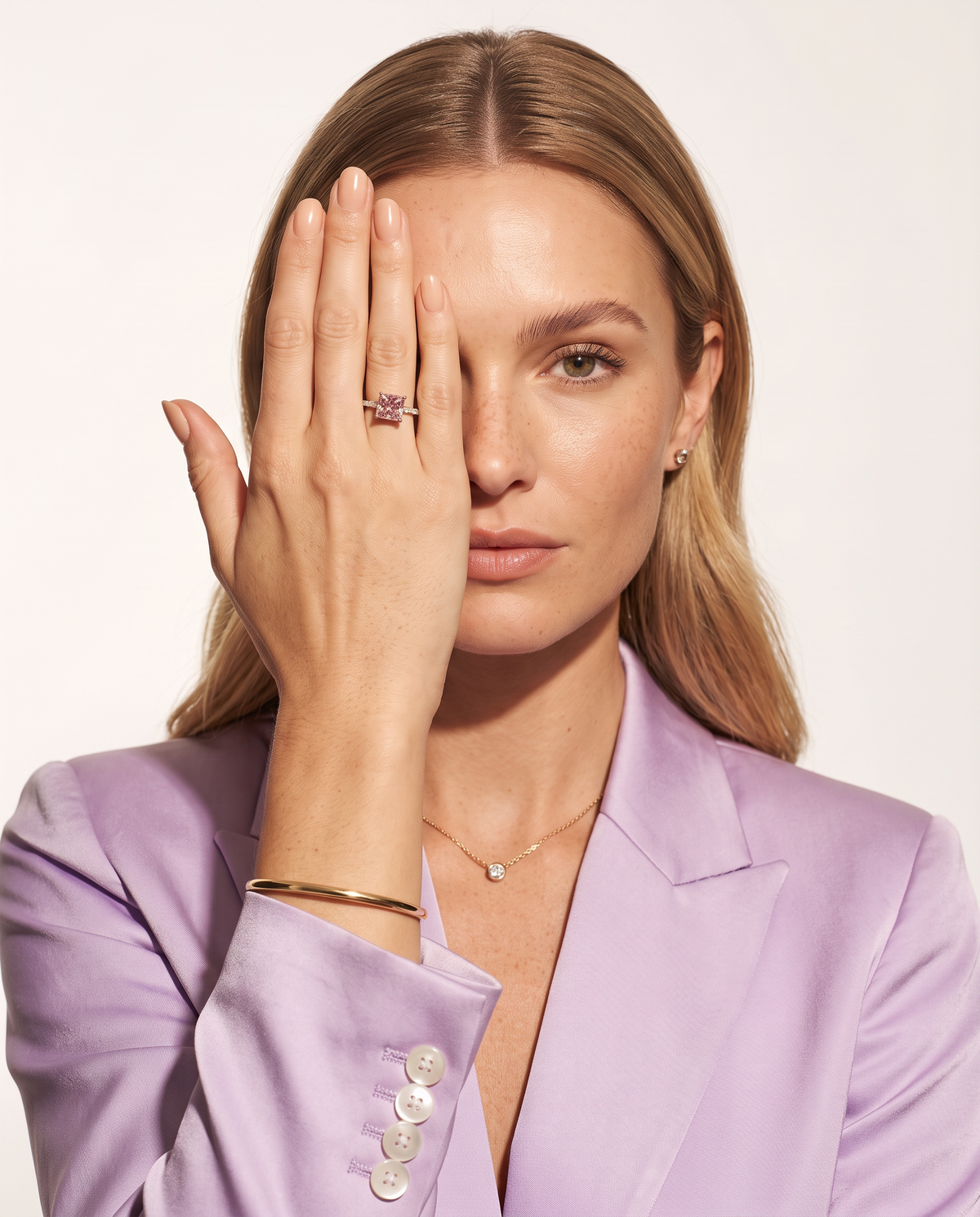2 to 4 Carat Pink Lab Grown Diamond Engagement Ring – Princess Cut Hidden Halo | Adele