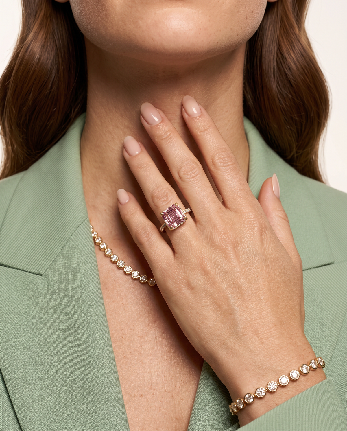 2 to 4 Carat Pink Lab Grown Diamond Engagement Ring – Asscher Cut Halo | Marlene