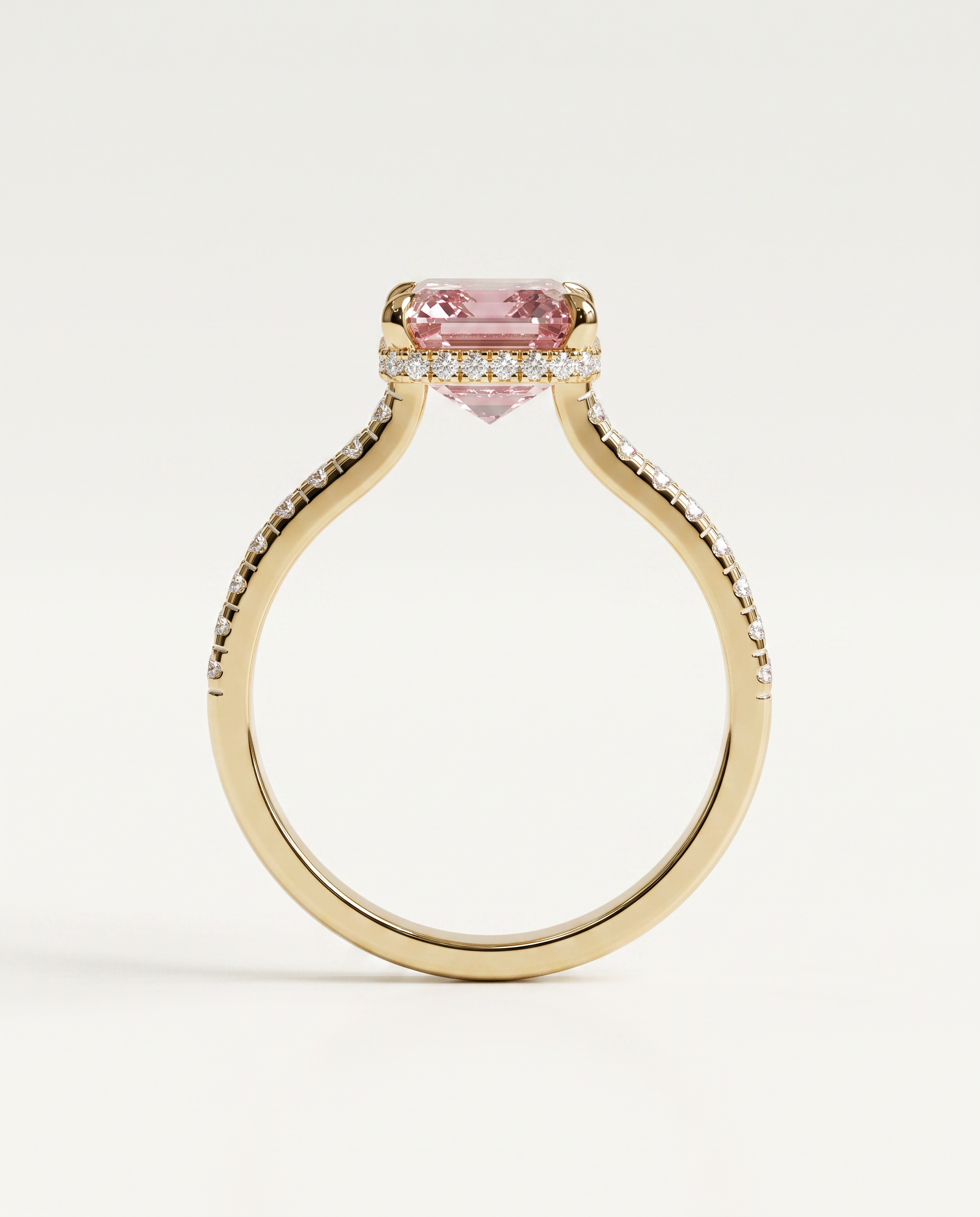 2.5 Carat Pink Lab Grown Diamond Engagement Ring – Emerald Cut Hidden Halo | Siena - Engagement Ring