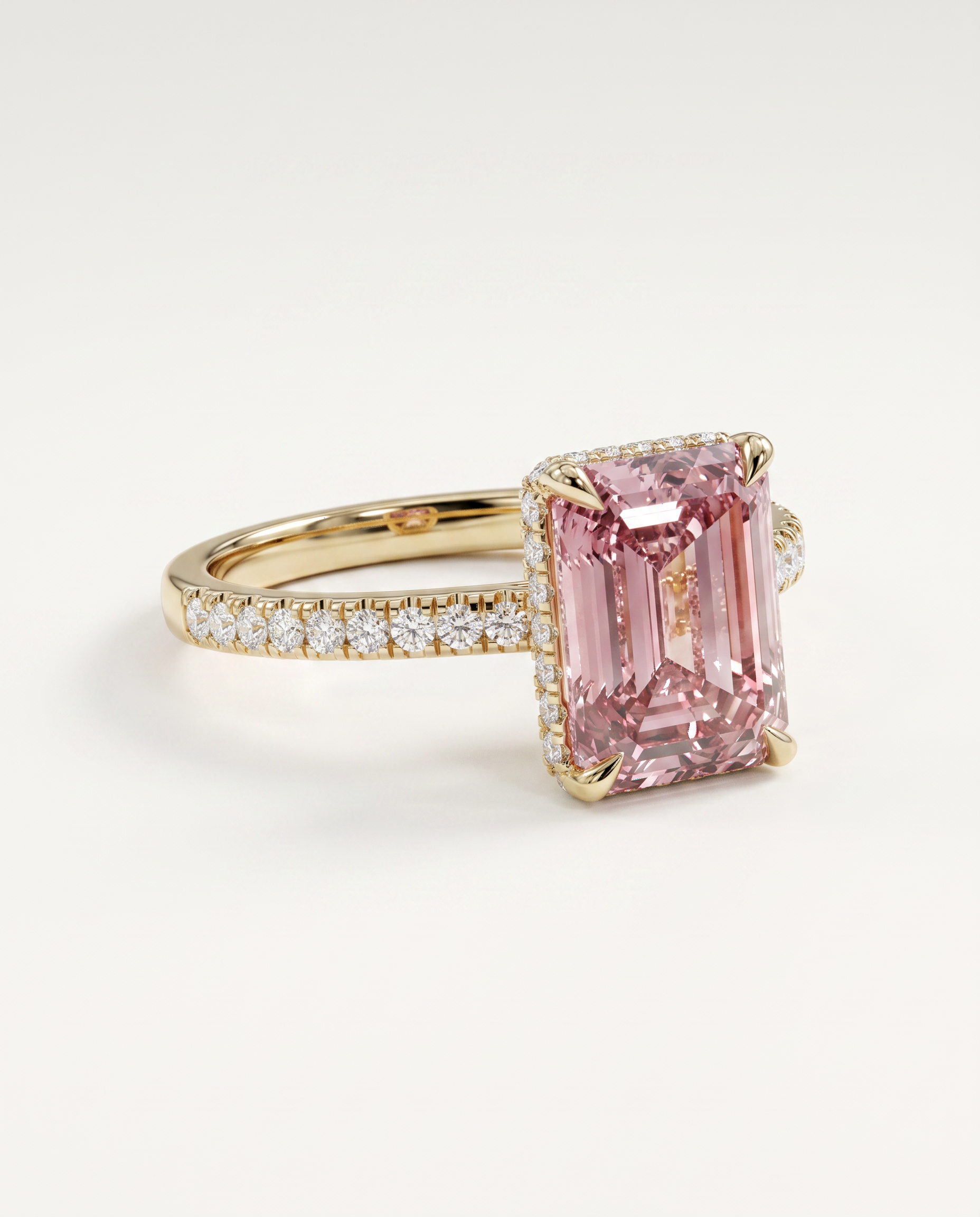 2.5 Carat Pink Lab Grown Diamond Engagement Ring – Emerald Cut Hidden Halo | Siena - Engagement Ring