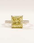 2 to 4 Carat Yellow Lab Grown Diamond Engagement Ring – Princess Cut Hidden Halo | Adele
