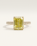2.5 Carat Yellow Lab Grown Diamond Engagement Ring – Emerald Cut Hidden Halo | Siena - 10K Solid Gold / Yellow Gold