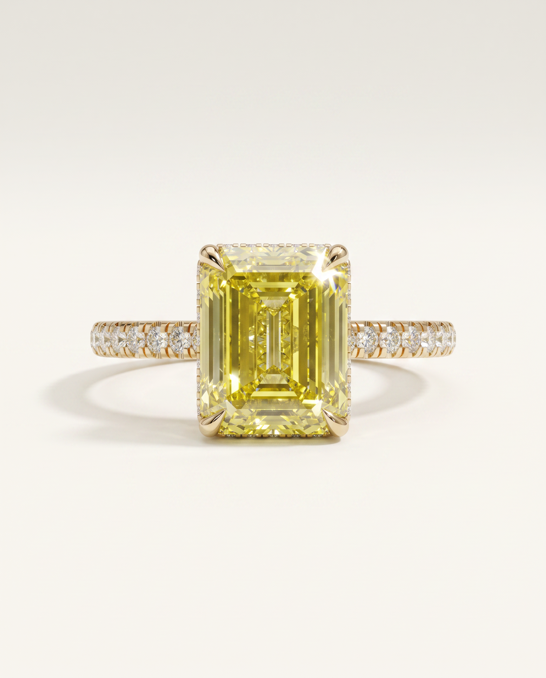 2.5 Carat Yellow Lab Grown Diamond Engagement Ring – Emerald Cut Hidden Halo | Siena - 10K Solid Gold / Yellow Gold