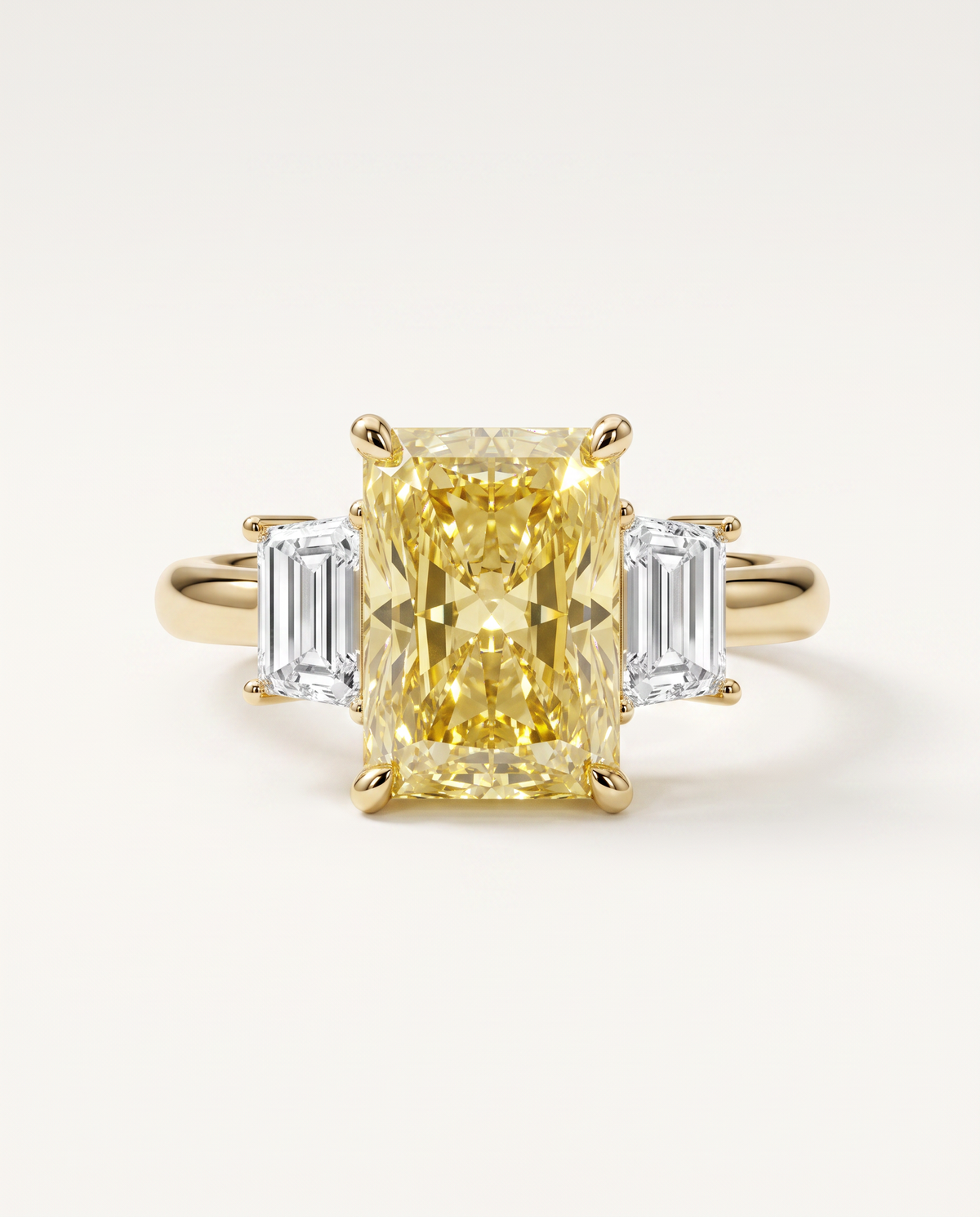 2 to 7 Carat Yellow Lab Grown Diamond Engagement Ring – Radiant Cut Three Stone | Aurelia