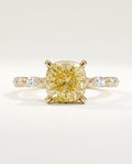 1 to 2.5 Carat Yellow Lab Grown Diamond Engagement Ring – Cushion Cut Hidden Halo | Rosalie