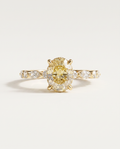 2 to 4 Carat Yellow Lab Grown Diamond Engagement Ring – Oval Cut Hidden Halo | Odette