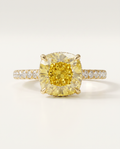 1 to 3.5 Carat Yellow Lab Grown Diamond Engagement Ring – Cushion Cut Hidden Halo | Vivienne