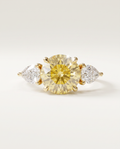 3 to 5 Carat Yellow Lab Grown Diamond Engagement Ring – Round Cut Three Stone | Cecelia