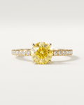 1 to 3.5 Carat Yellow Lab Grown Diamond Engagement Ring – Round Cut Pavé | Elise