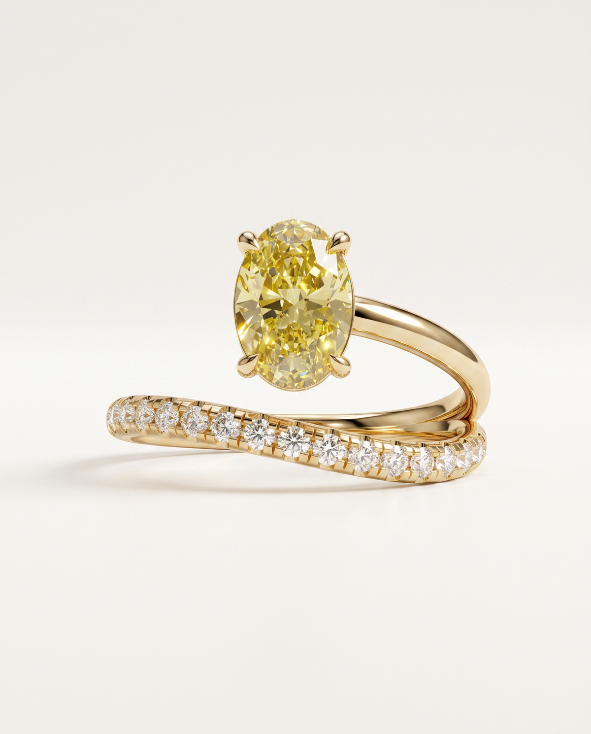 1 to 2 Carat Yellow Lab Grown Diamond Engagement Ring – Oval Cut Pavé Bypass | Amara