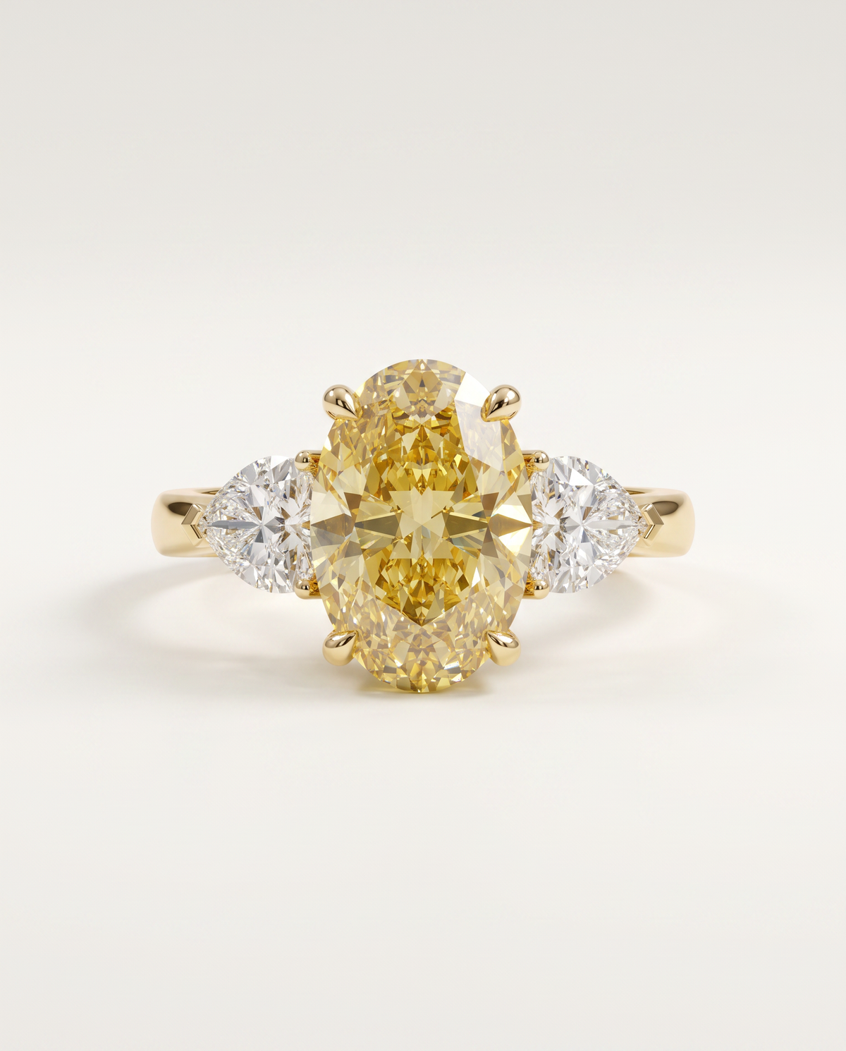 3 to 5 Carat Yellow Lab Grown Diamond Engagement Ring – Oval Cut Three Stone | Juliet