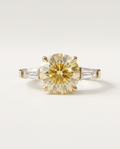 2 to 5 Carat Yellow Lab Grown Diamond Engagement Ring – Round Cut Three Stone | Cordelia