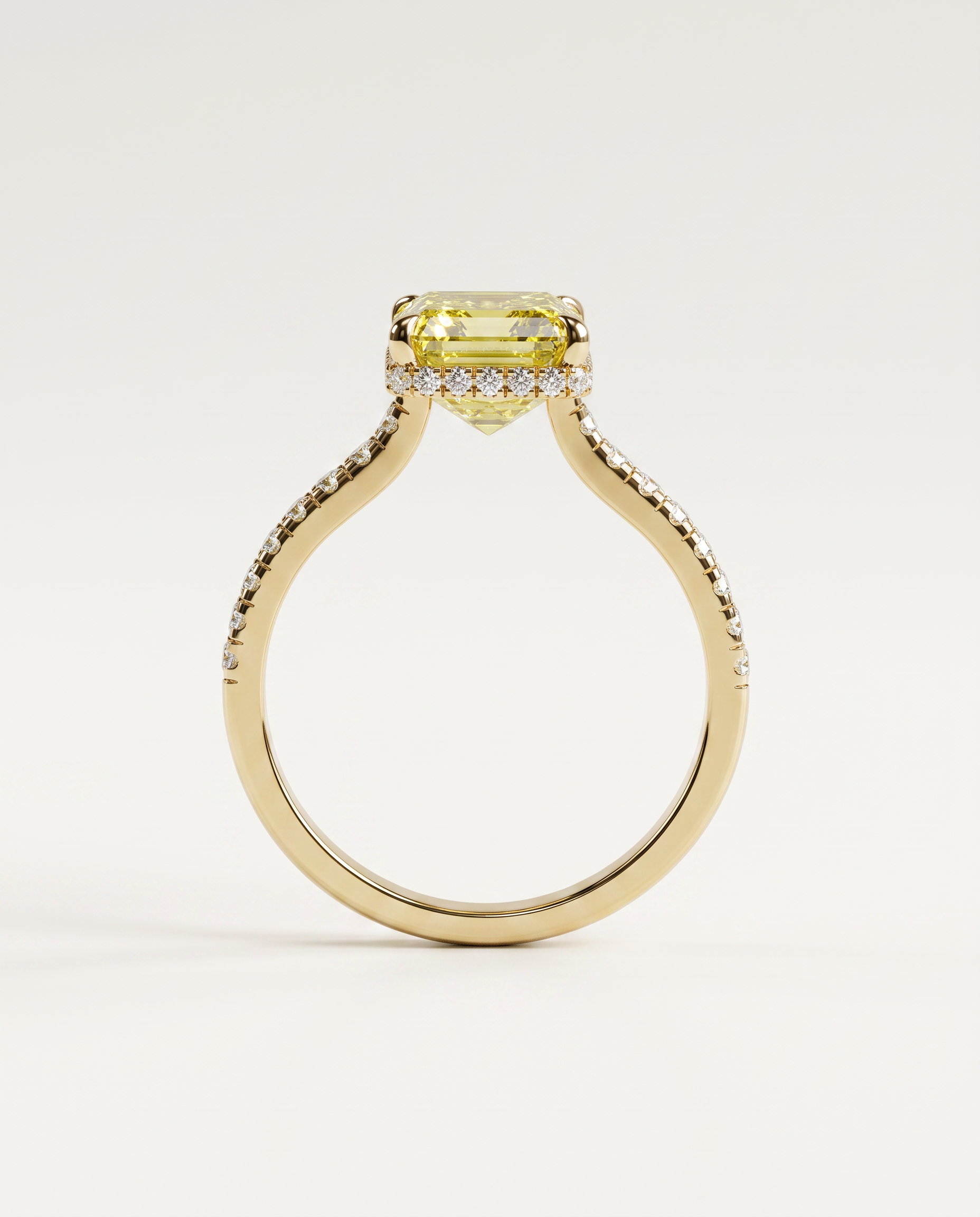 2.5 Carat Yellow Lab Grown Diamond Engagement Ring – Emerald Cut Hidden Halo | Siena - Engagement Ring