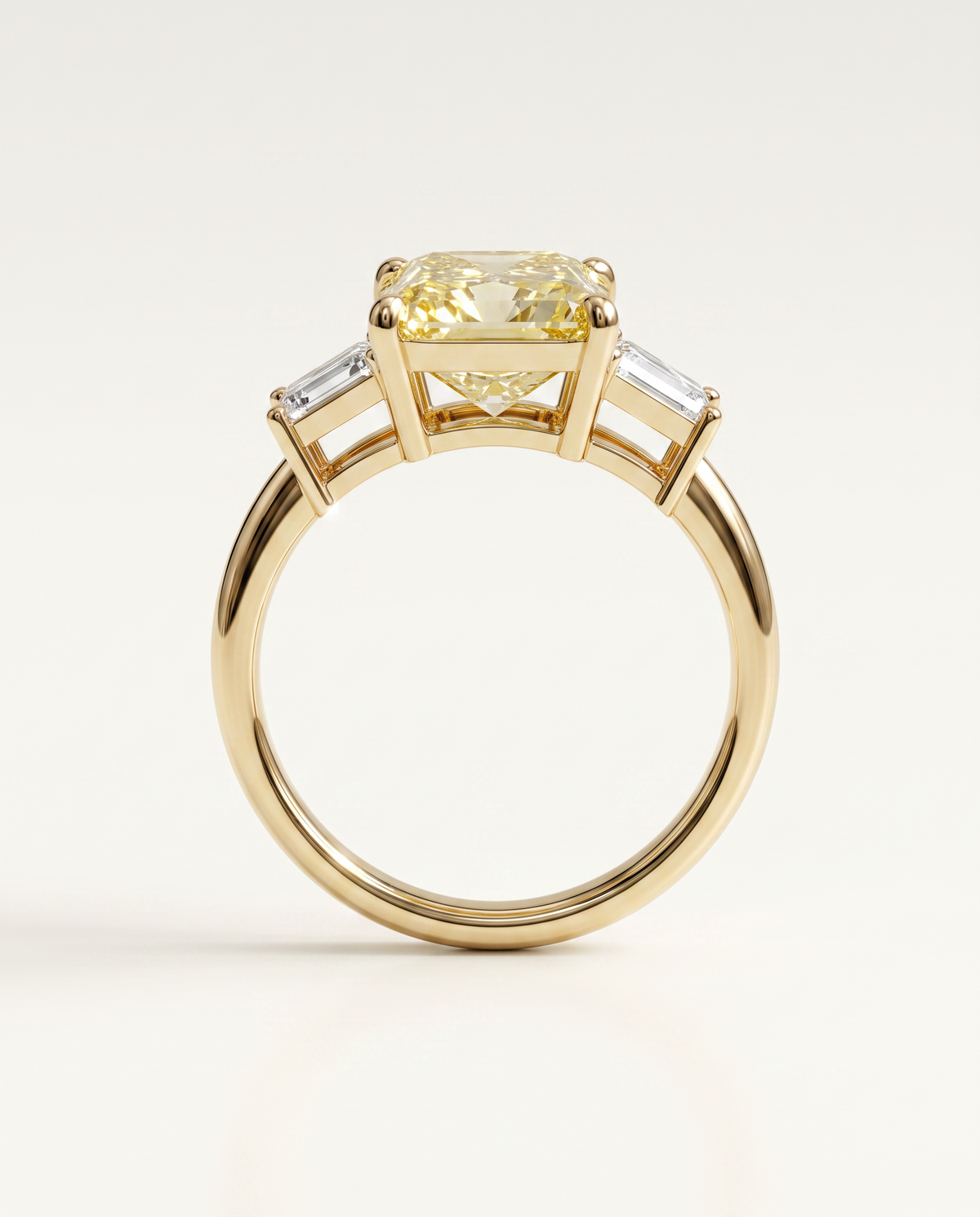 2 to 7 Carat Yellow Lab Grown Diamond Engagement Ring – Radiant Cut Three Stone | Aurelia