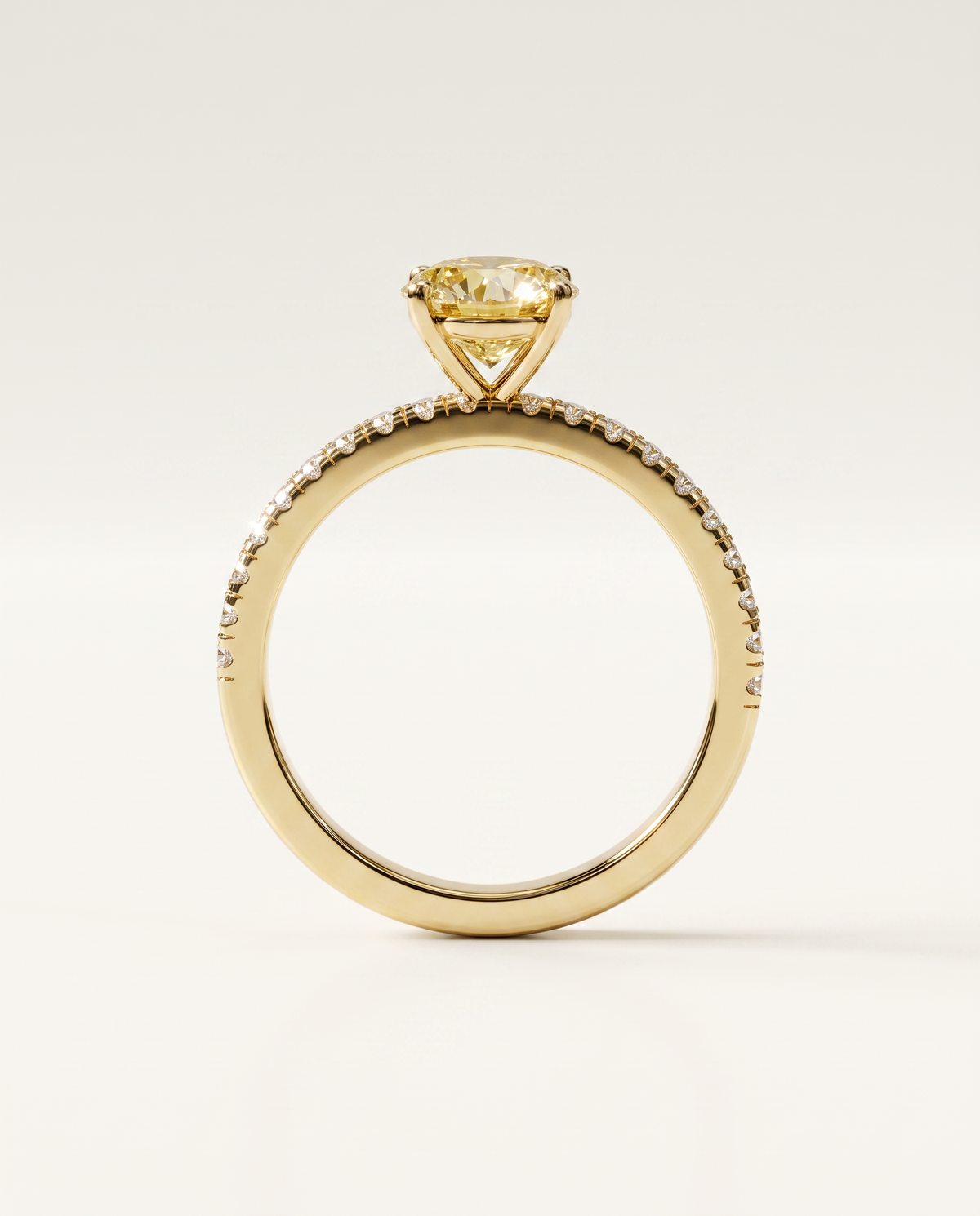 1 to 3.5 Carat Yellow Lab Grown Diamond Engagement Ring – Round Cut Pavé | Elise