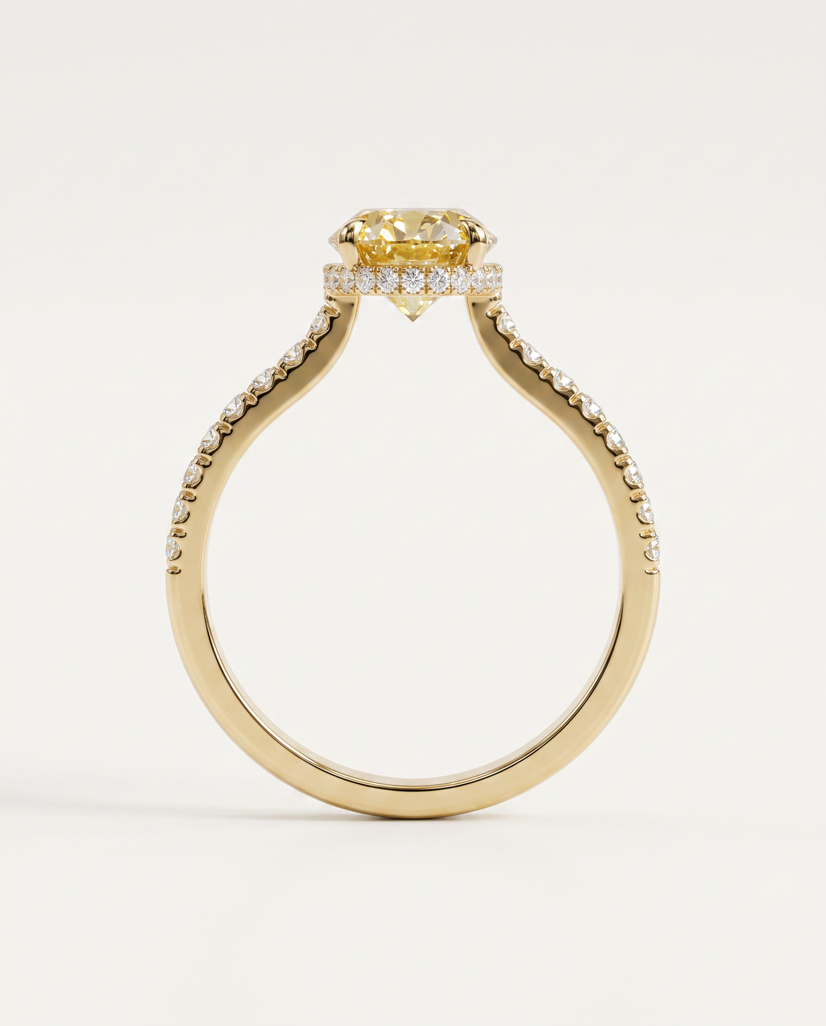 1 to 6 Carat Yellow Lab Grown Diamond Engagement Ring – Oval Cut Hidden Halo | Isla