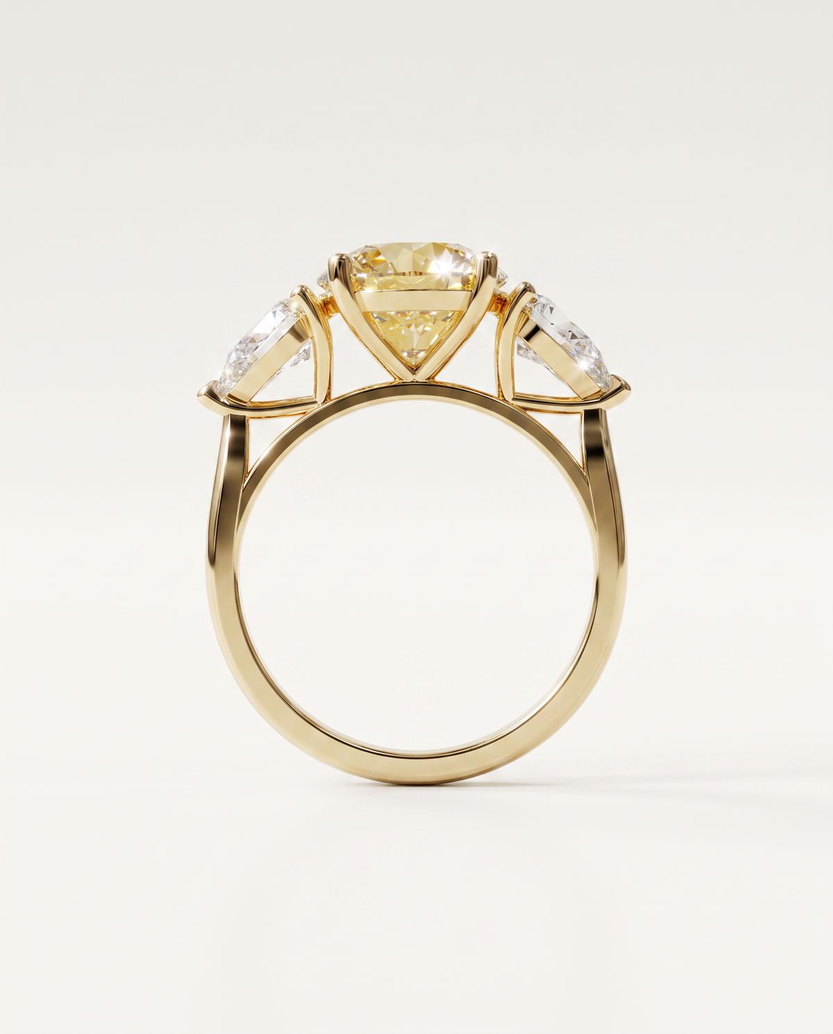3 to 5 Carat Yellow Lab Grown Diamond Engagement Ring – Round Cut Three Stone | Cecelia