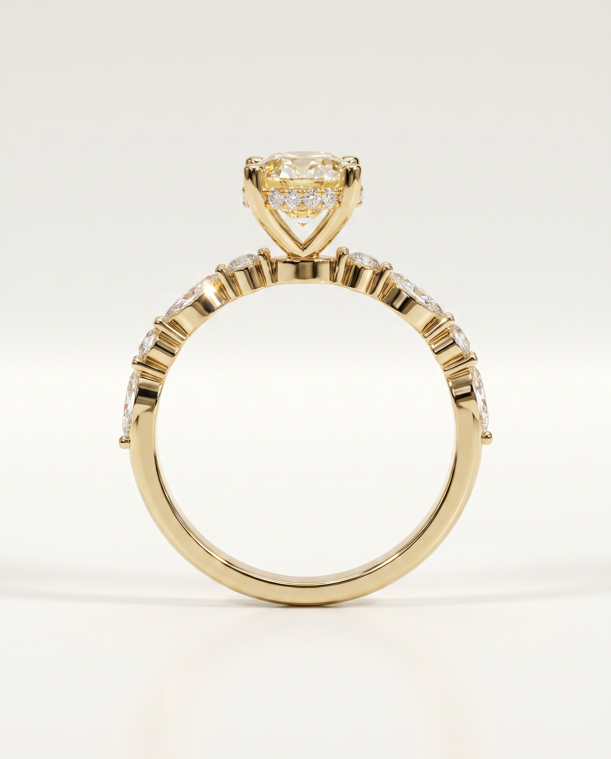 2 to 4 Carat Yellow Lab Grown Diamond Engagement Ring – Oval Cut Hidden Halo | Odette