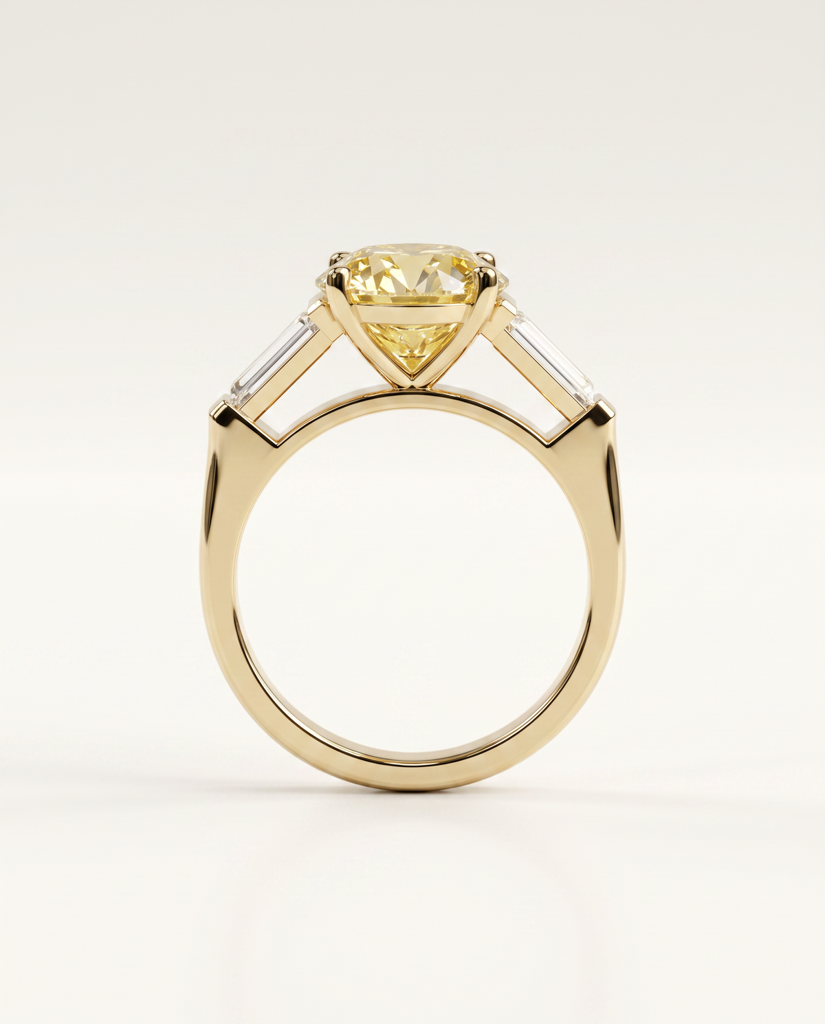 2 to 5 Carat Yellow Lab Grown Diamond Engagement Ring – Round Cut Three Stone | Cordelia