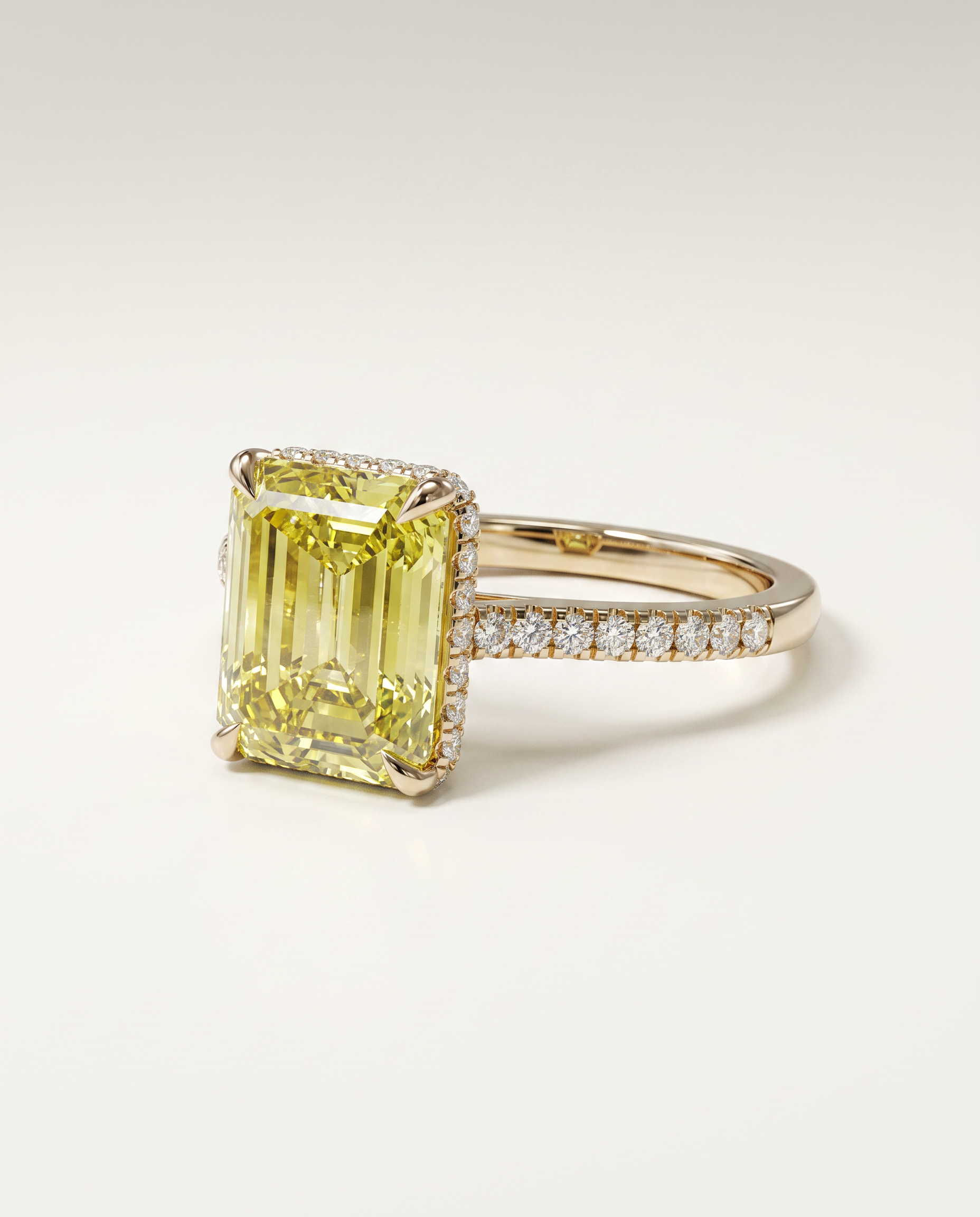 2.5 Carat Yellow Lab Grown Diamond Engagement Ring – Emerald Cut Hidden Halo | Siena - Engagement Ring
