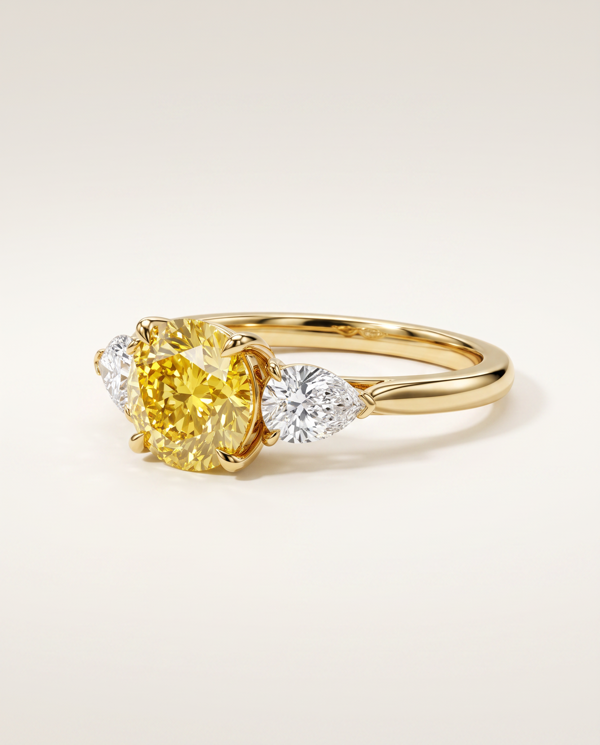 3 to 5 Carat Yellow Lab Grown Diamond Engagement Ring – Round Cut Three Stone | Cecelia