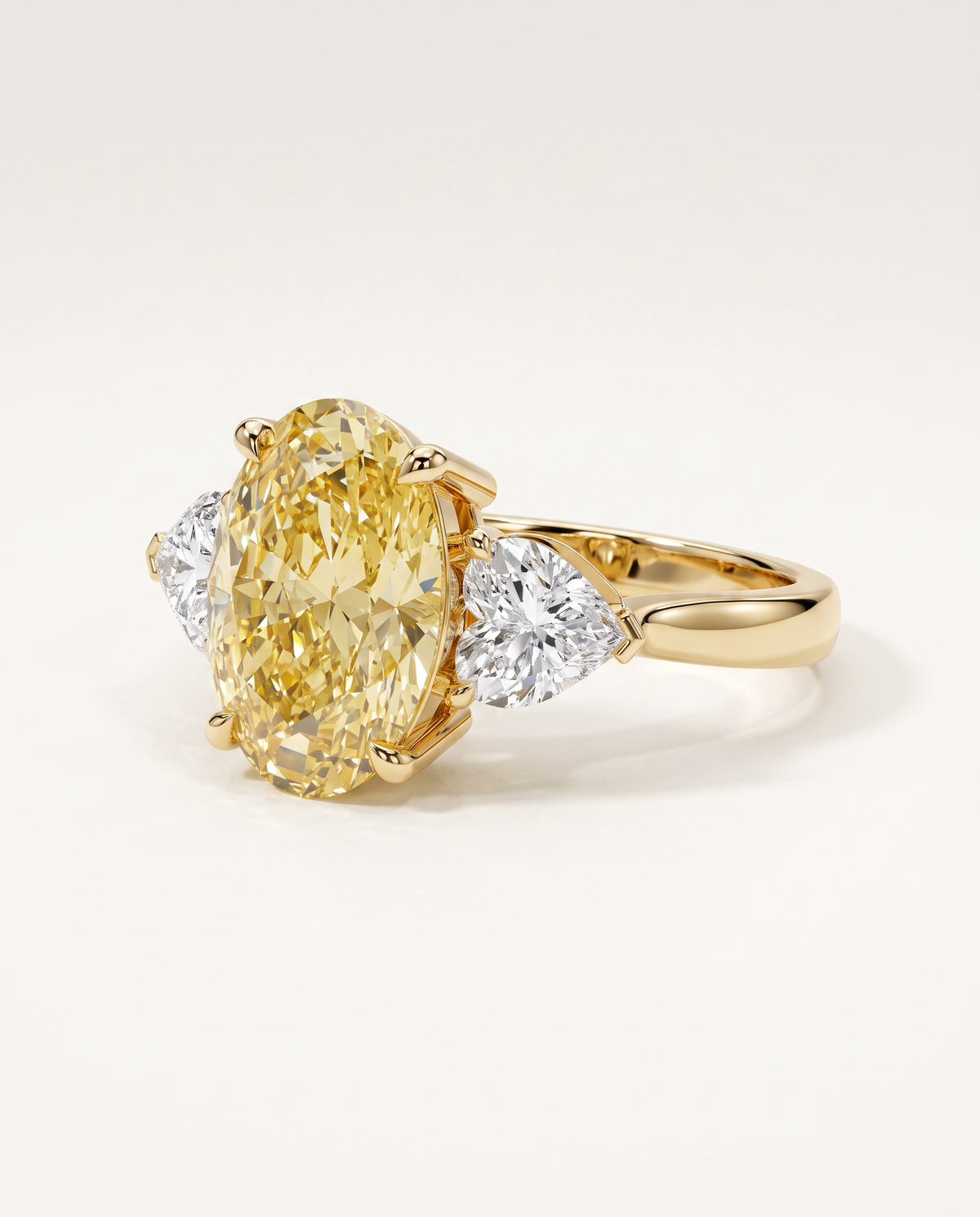 3 to 5 Carat Yellow Lab Grown Diamond Engagement Ring – Oval Cut Three Stone | Juliet