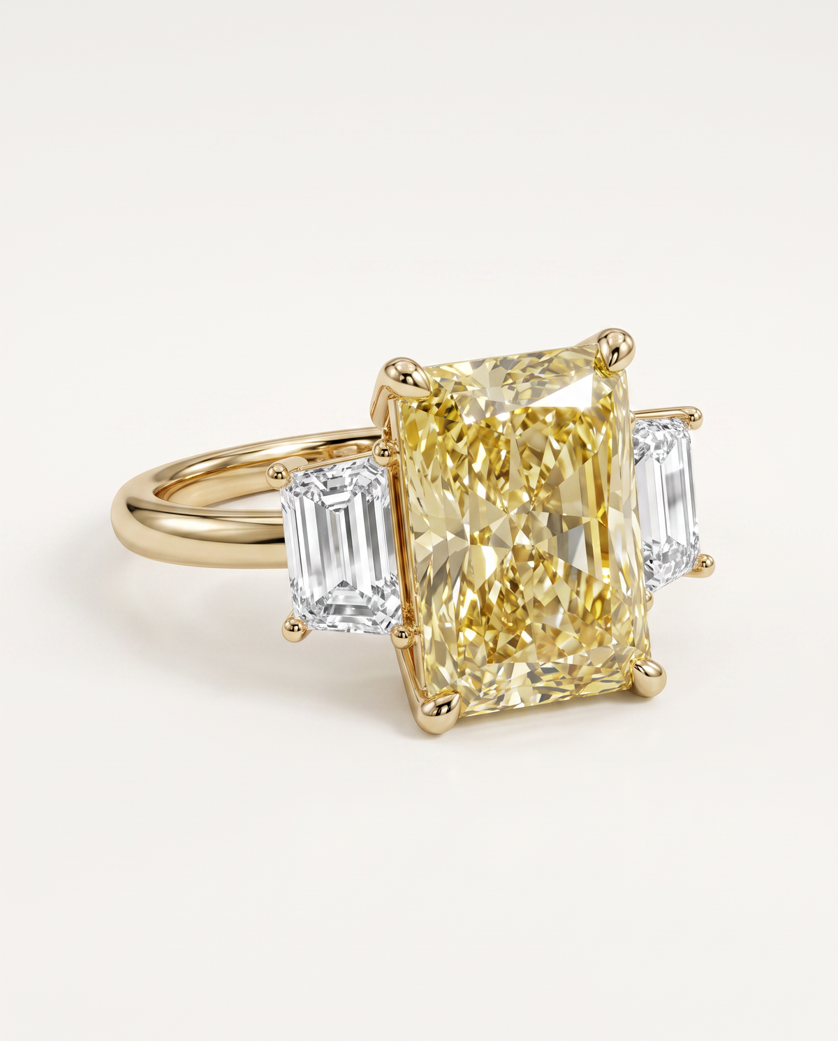 2 to 7 Carat Yellow Lab Grown Diamond Engagement Ring – Radiant Cut Three Stone | Aurelia