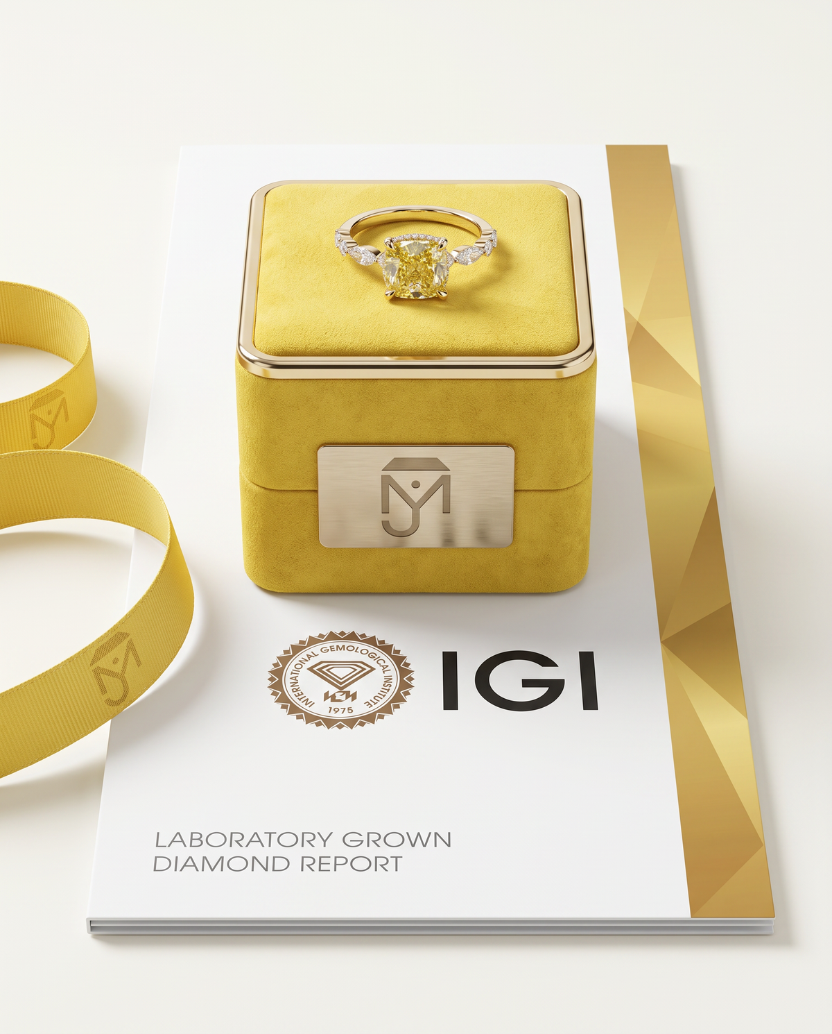 1 to 2.5 Carat Yellow Lab Grown Diamond Engagement Ring – Cushion Cut Hidden Halo | Rosalie