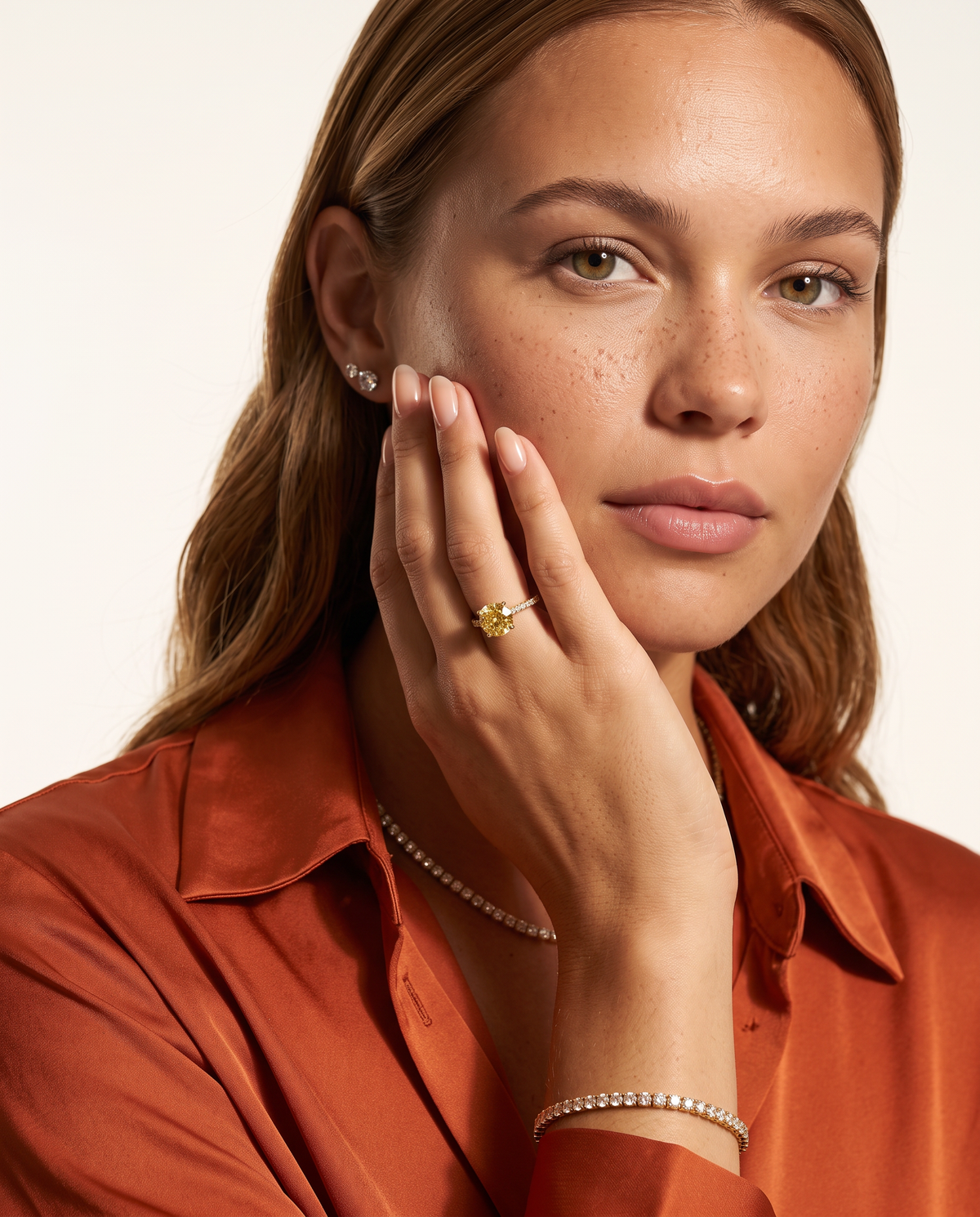 1 to 3.5 Carat Yellow Lab Grown Diamond Engagement Ring – Round Cut Pavé | Elise
