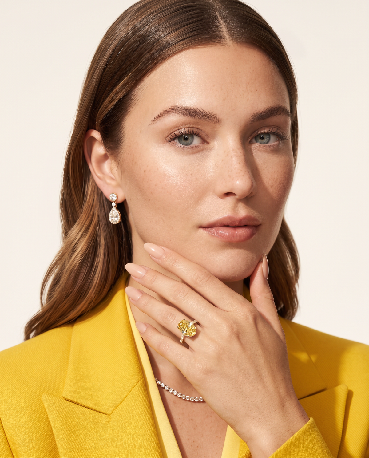 1 to 6 Carat Yellow Lab Grown Diamond Engagement Ring – Oval Cut Hidden Halo | Isla