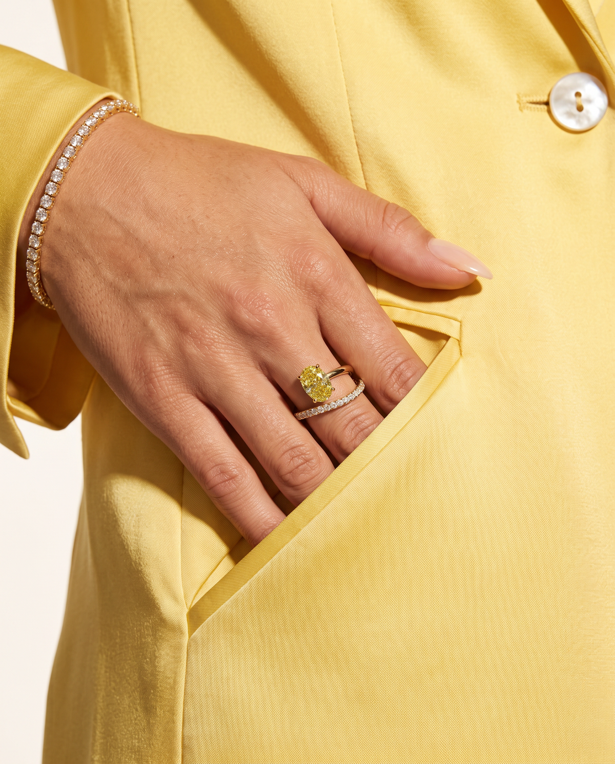 1 to 2 Carat Yellow Lab Grown Diamond Engagement Ring – Oval Cut Pavé Bypass | Amara
