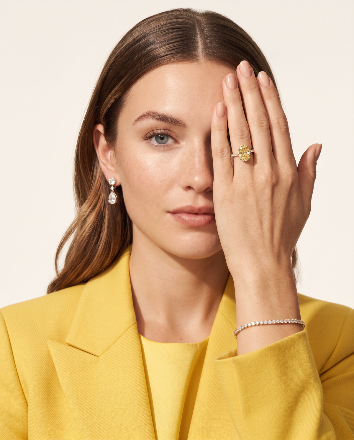 1 to 6 Carat Yellow Lab Grown Diamond Engagement Ring – Oval Cut Hidden Halo | Isla