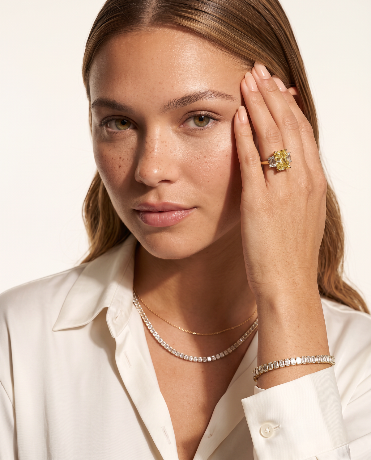 2 to 7 Carat Yellow Lab Grown Diamond Engagement Ring – Radiant Cut Three Stone | Aurelia