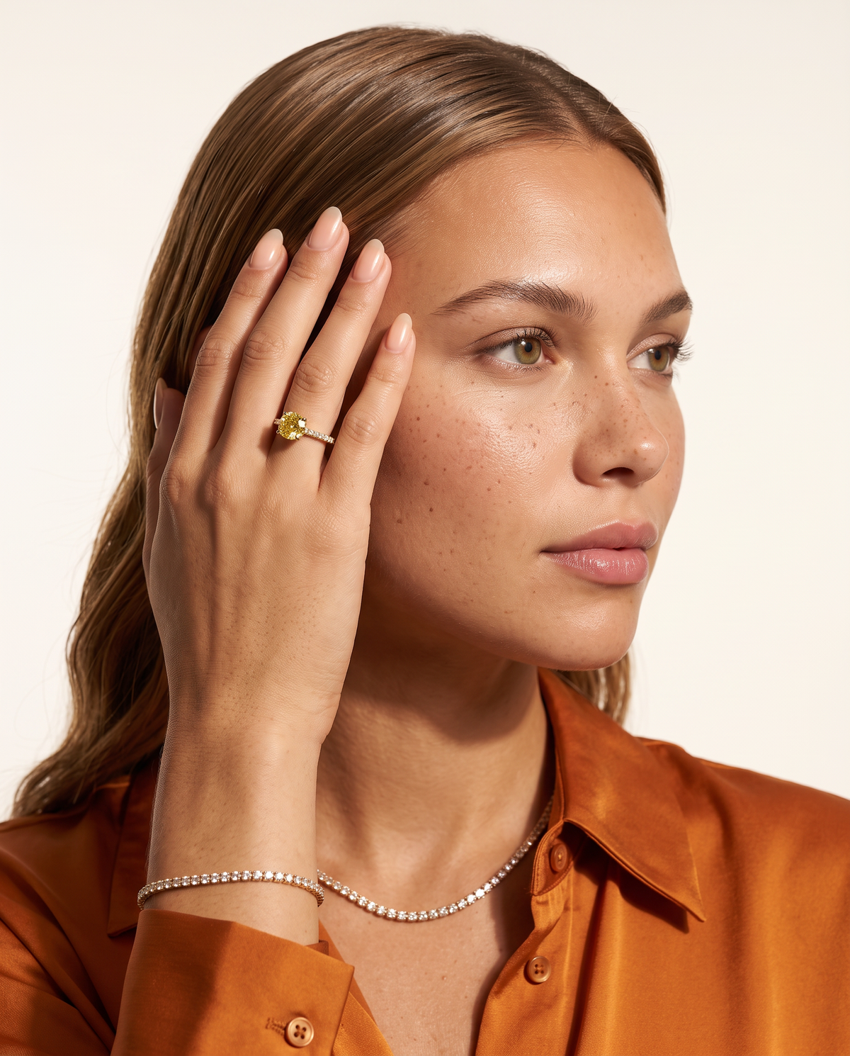 1 to 3.5 Carat Yellow Lab Grown Diamond Engagement Ring – Round Cut Pavé | Elise