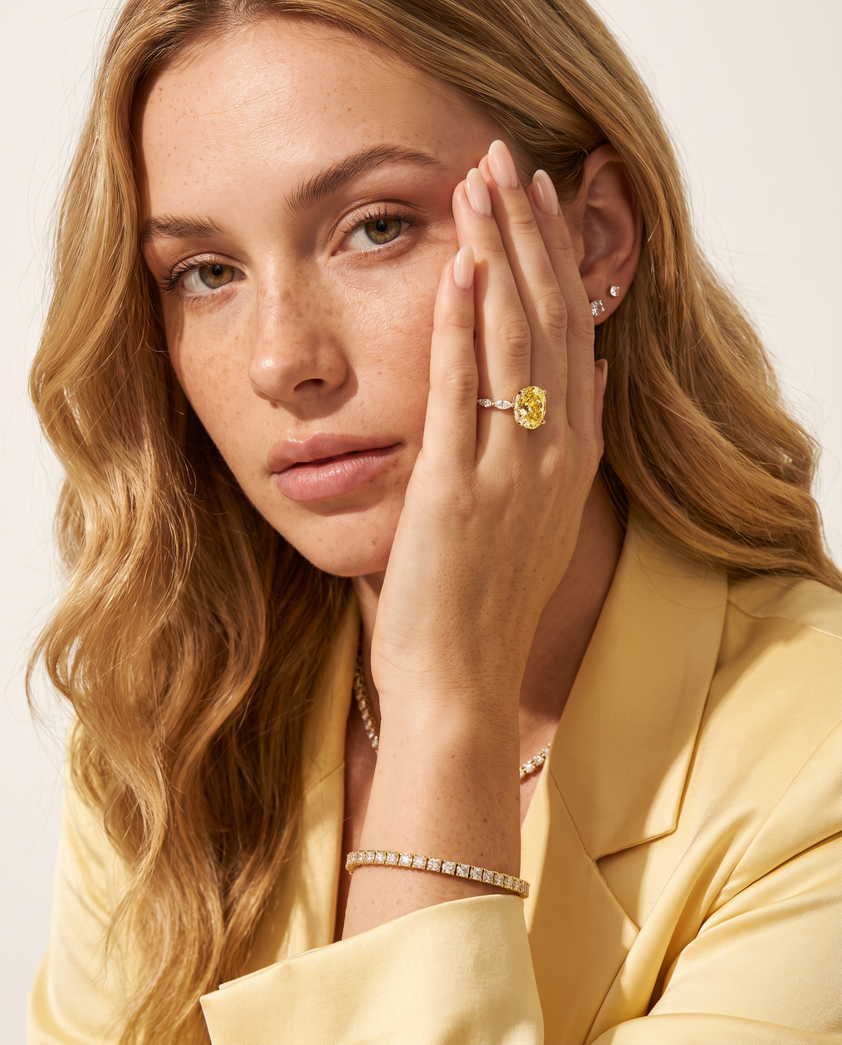 2 to 4 Carat Yellow Lab Grown Diamond Engagement Ring – Oval Cut Hidden Halo | Odette