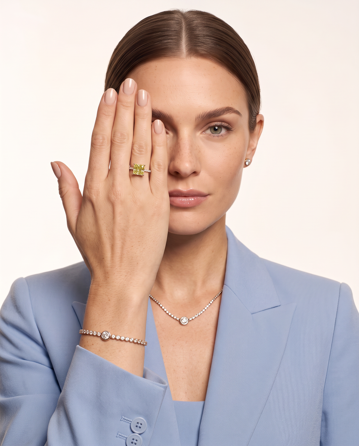 2 to 4 Carat Yellow Lab Grown Diamond Engagement Ring – Princess Cut Hidden Halo | Adele