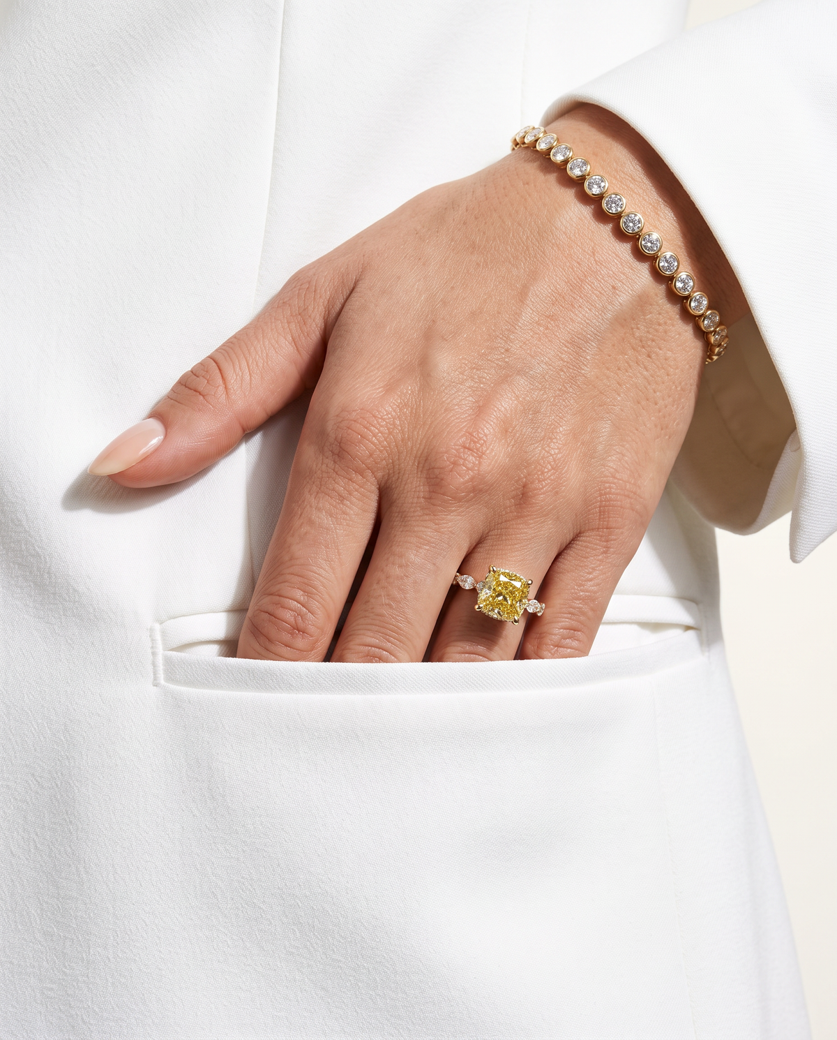 1 to 2.5 Carat Yellow Lab Grown Diamond Engagement Ring – Cushion Cut Hidden Halo | Rosalie