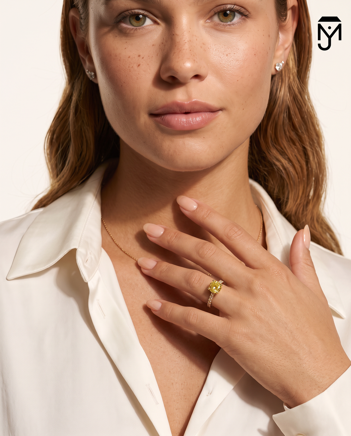 1 to 3.5 Carat Yellow Lab Grown Diamond Engagement Ring – Round Cut Pavé | Elise