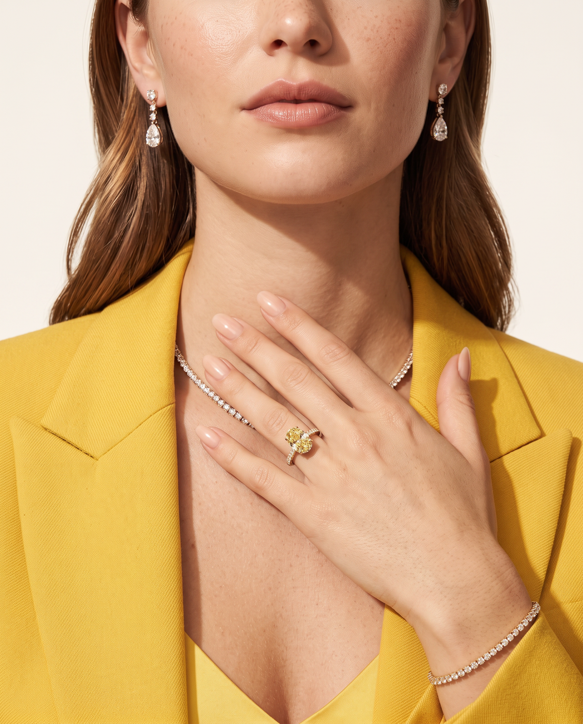 1 to 6 Carat Yellow Lab Grown Diamond Engagement Ring – Oval Cut Hidden Halo | Isla