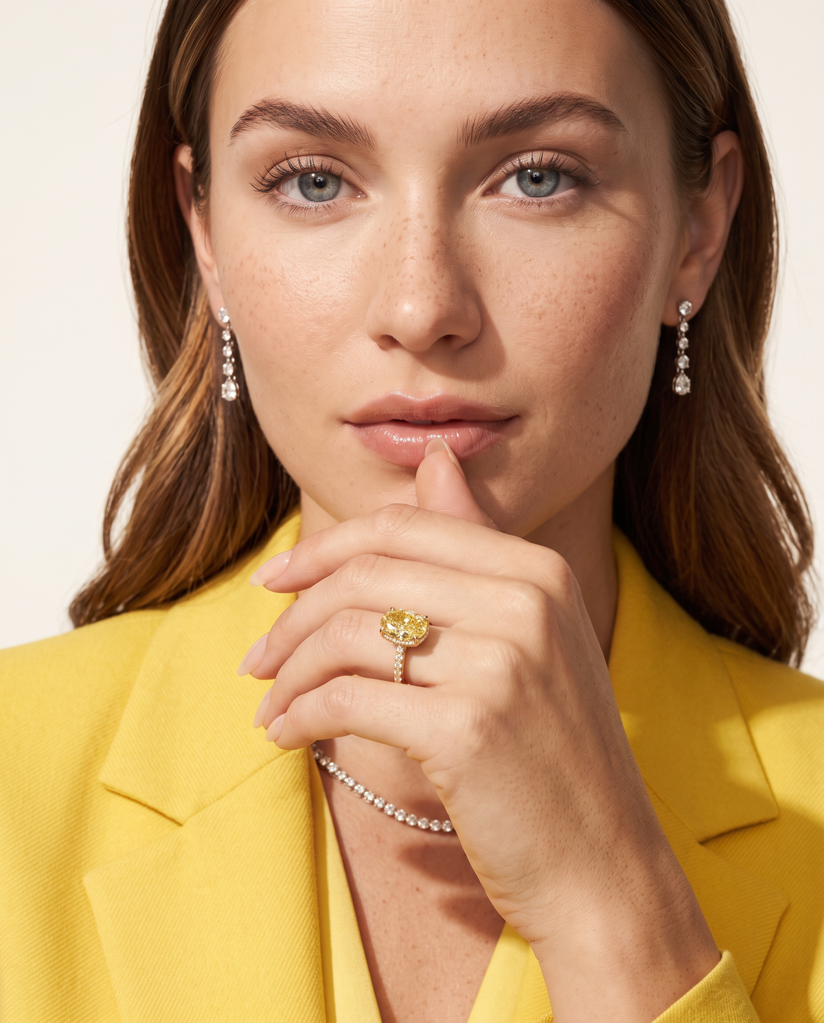 1 to 6 Carat Yellow Lab Grown Diamond Engagement Ring – Oval Cut Hidden Halo | Isla