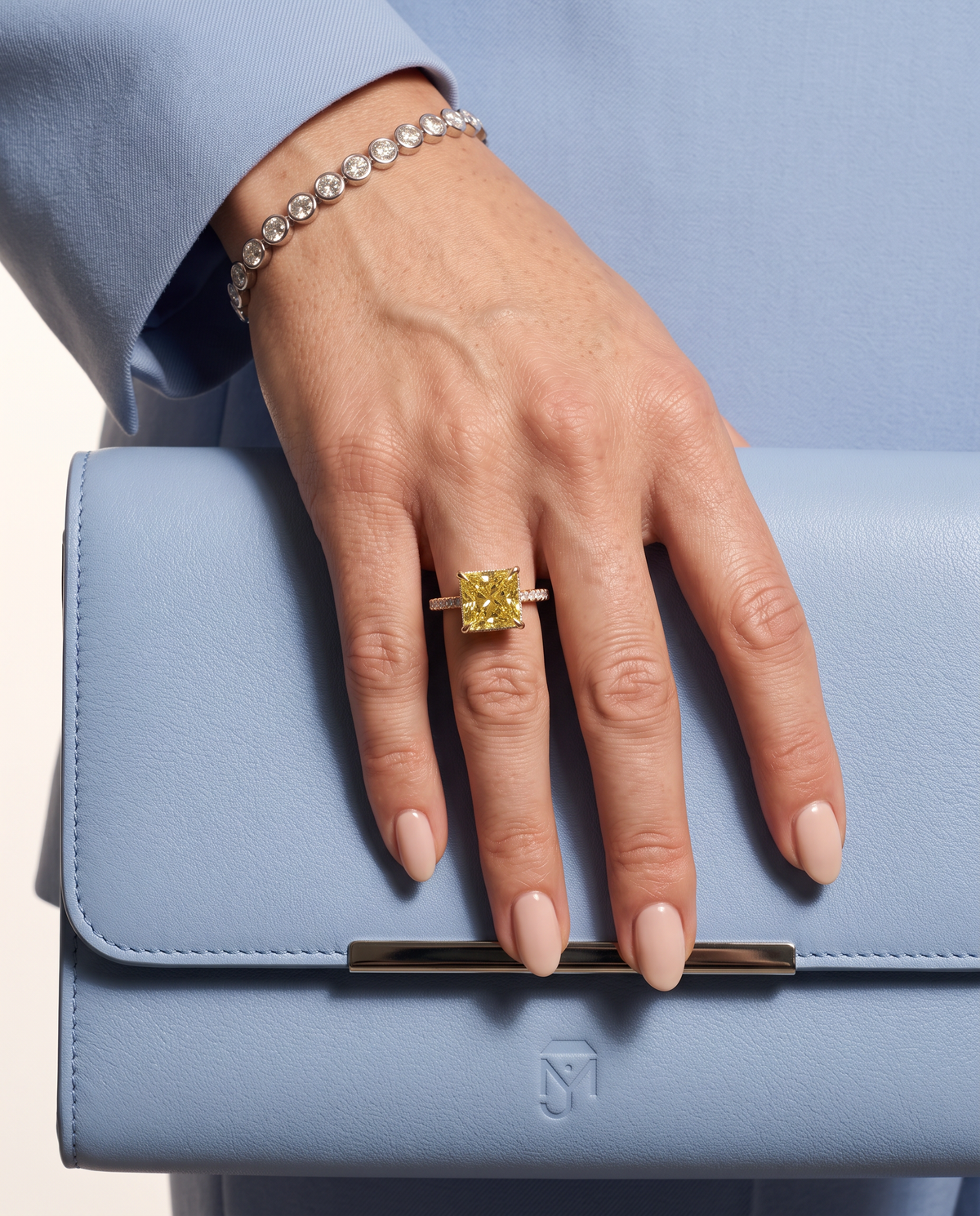 2 to 4 Carat Yellow Lab Grown Diamond Engagement Ring – Princess Cut Hidden Halo | Adele