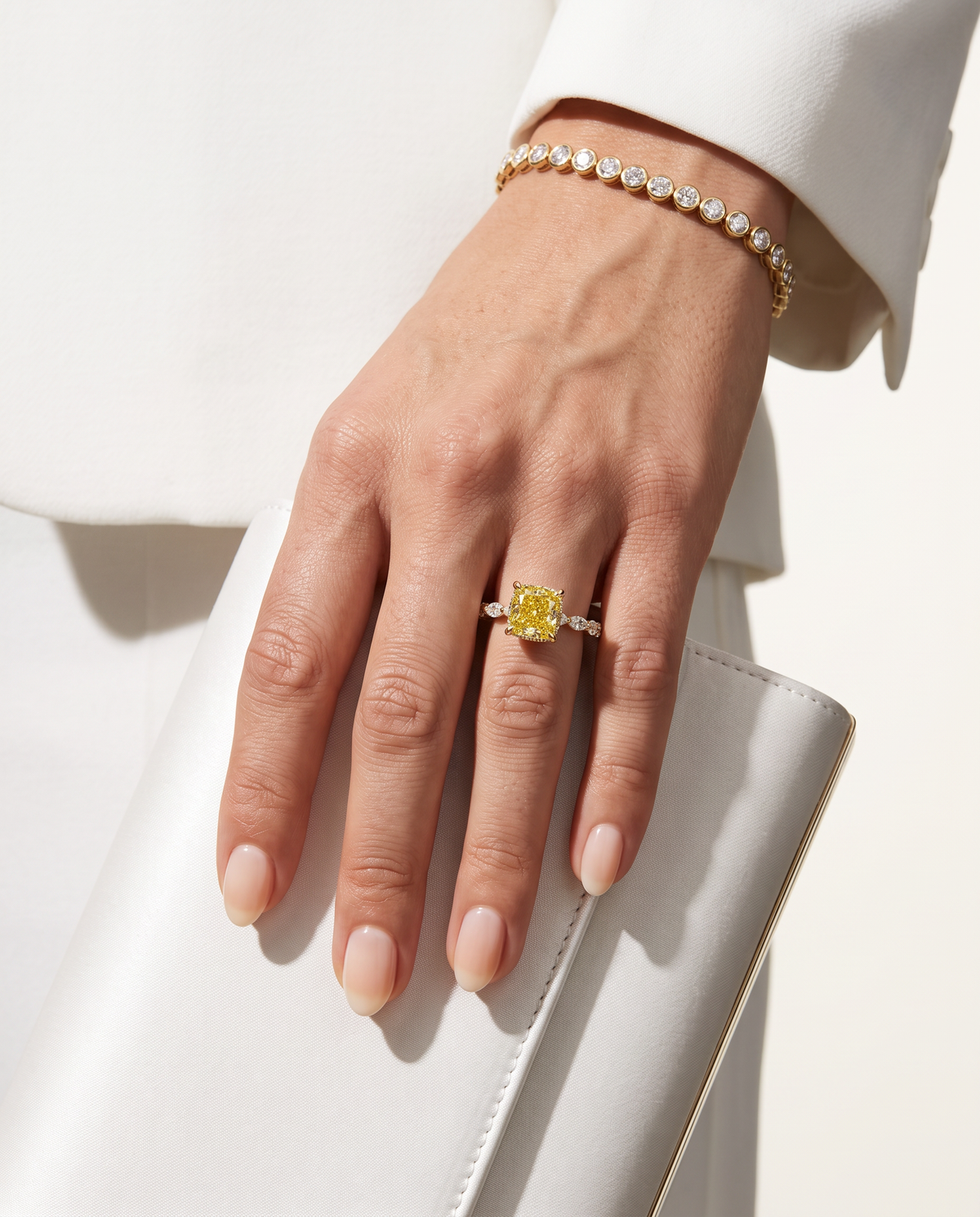 1 to 2.5 Carat Yellow Lab Grown Diamond Engagement Ring – Cushion Cut Hidden Halo | Rosalie