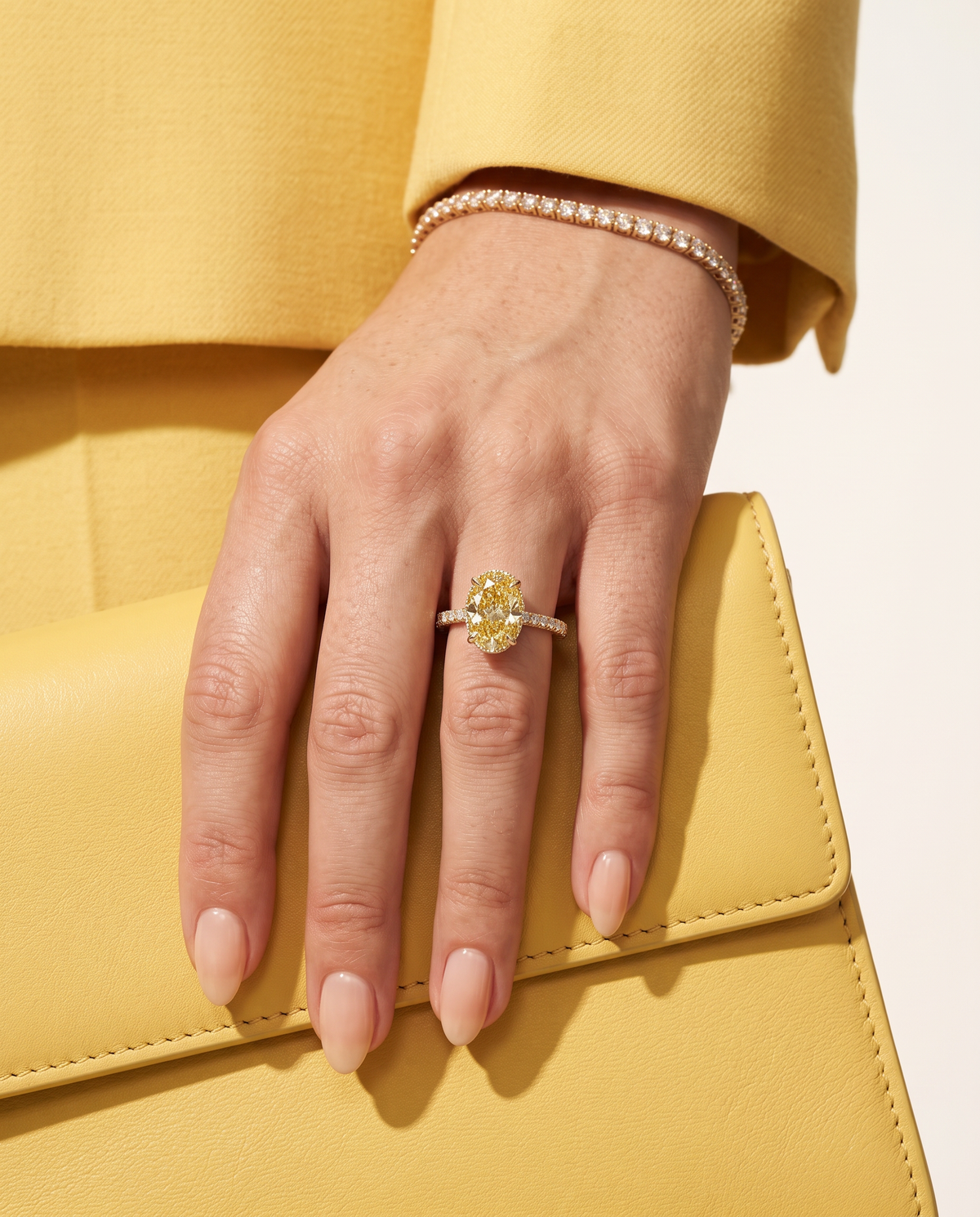 1 to 6 Carat Yellow Lab Grown Diamond Engagement Ring – Oval Cut Hidden Halo | Isla