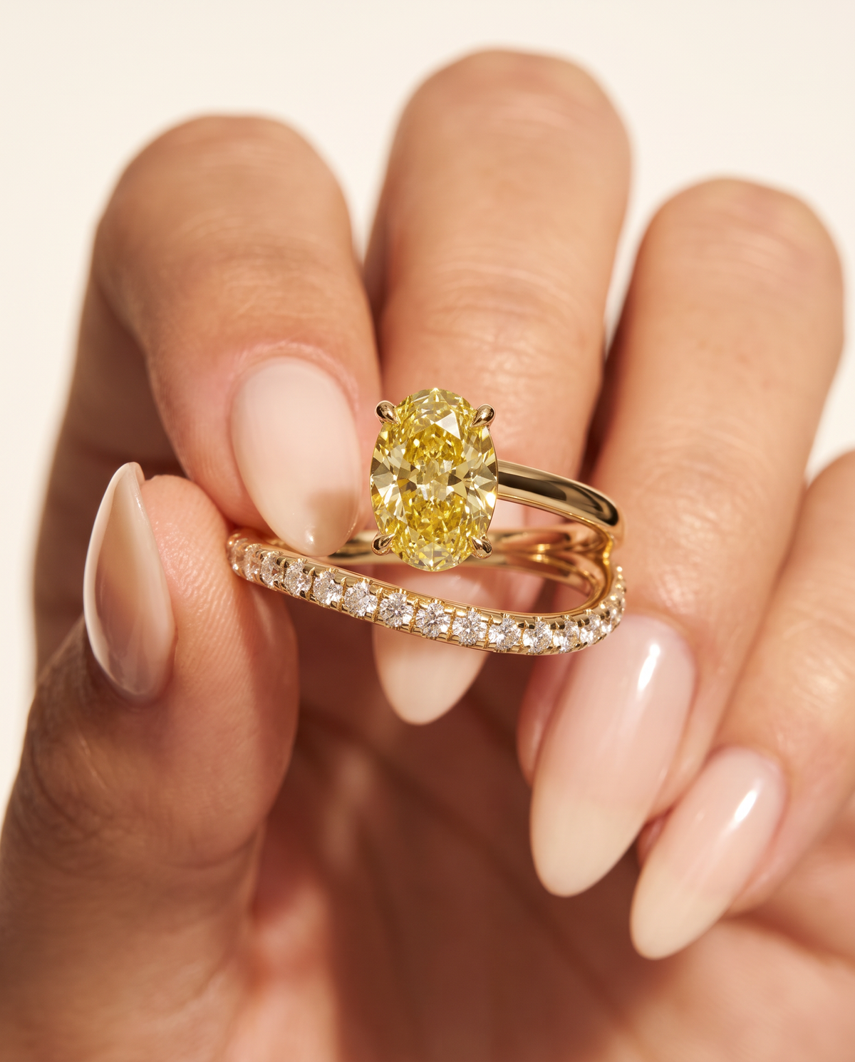 1 to 2 Carat Yellow Lab Grown Diamond Engagement Ring – Oval Cut Pavé Bypass | Amara