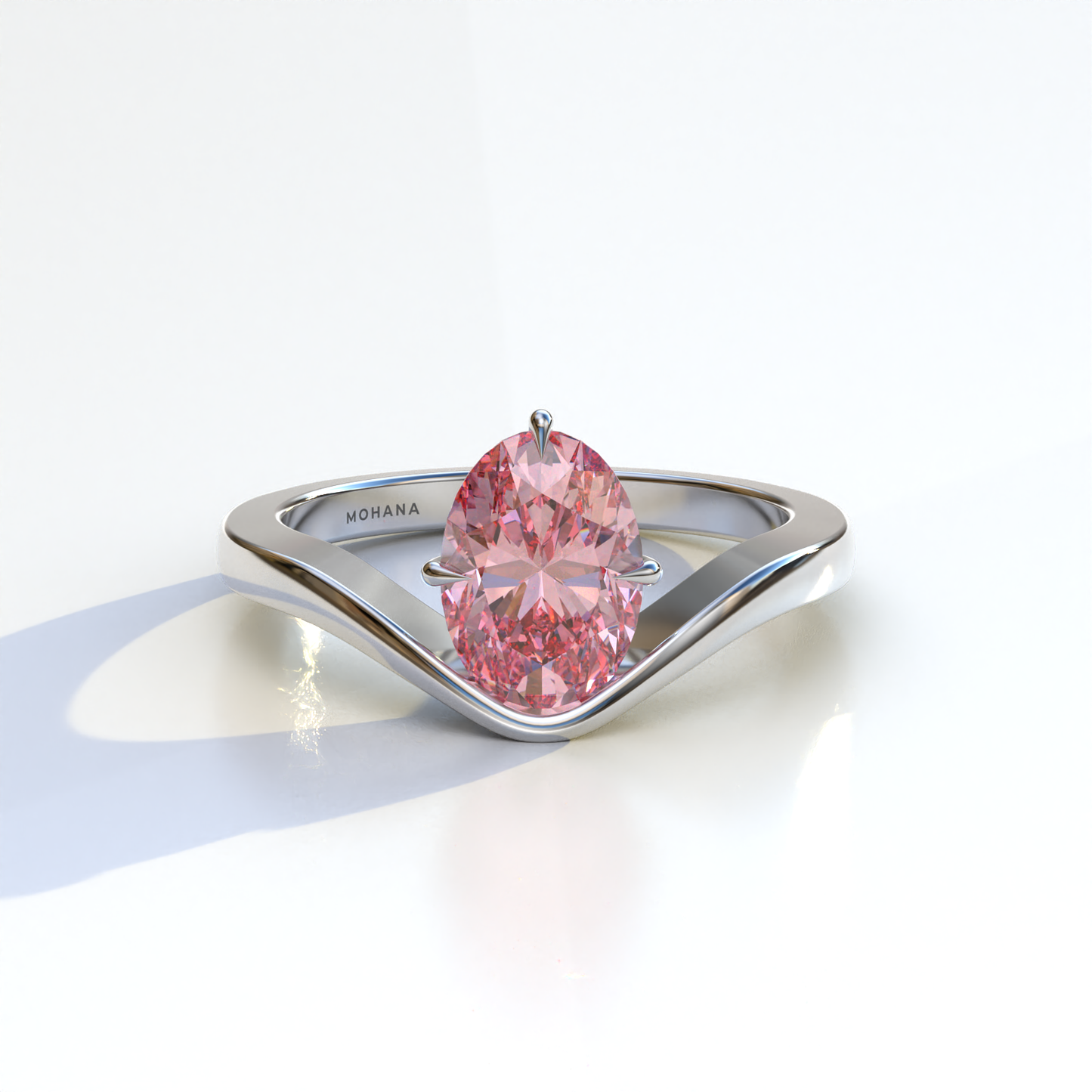 Nested 2 Carat Fancy Intense Pink Lab Grown Diamond Oval Engagement Ring - Aura