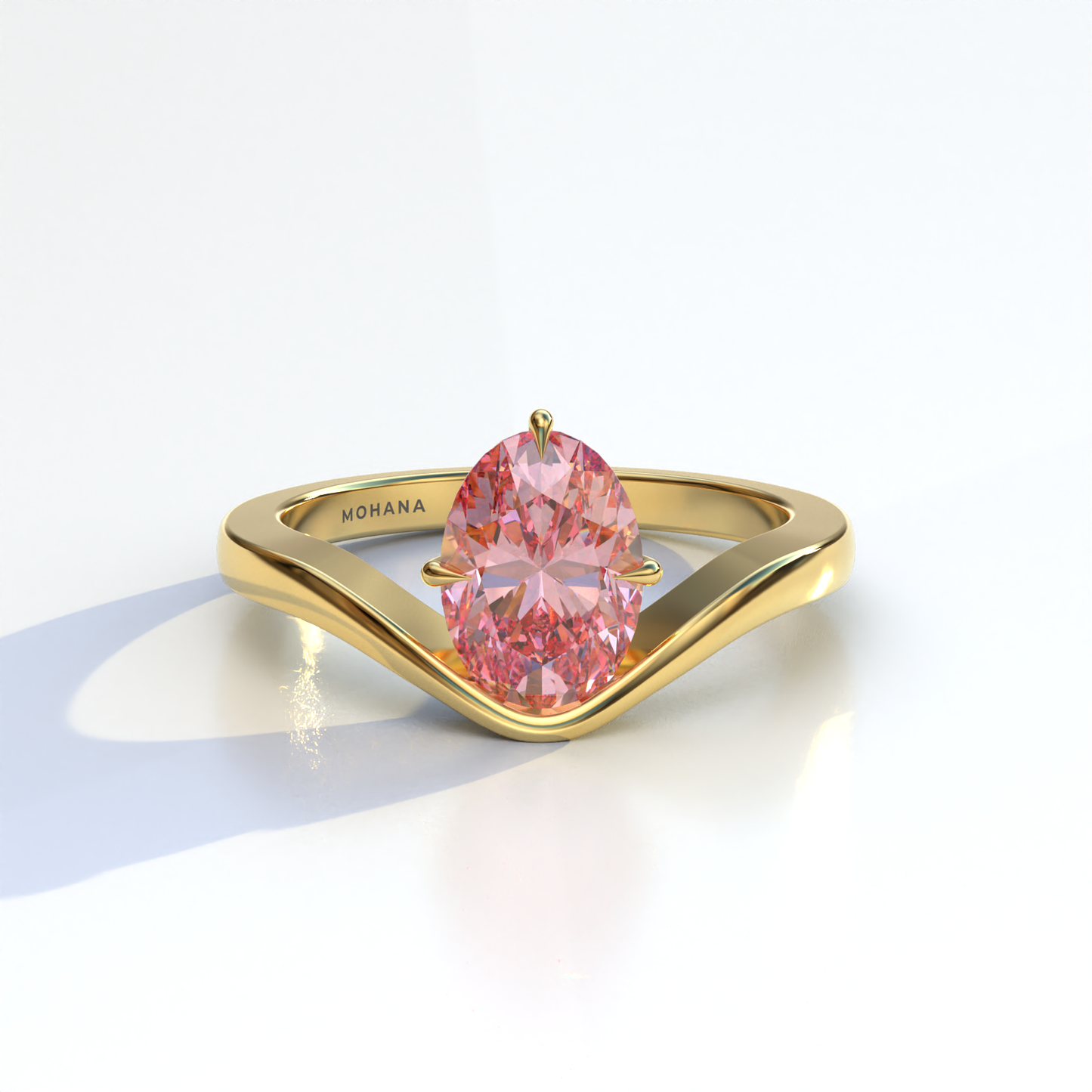 Nested 2 Carat Fancy Intense Pink Lab Grown Diamond Oval Engagement Ring - Aura