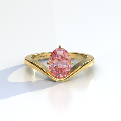 Nested 2 Carat Fancy Intense Pink Lab Grown Diamond Oval Engagement Ring - Aura