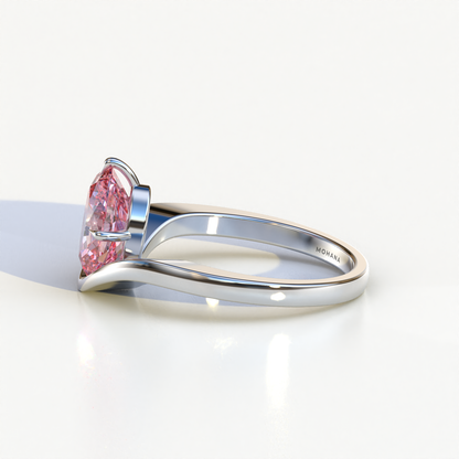 Nested 2 Carat Fancy Intense Pink Lab Grown Diamond Oval Engagement Ring - Aura