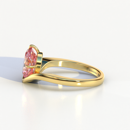 Nested 2 Carat Fancy Intense Pink Lab Grown Diamond Oval Engagement Ring - Aura